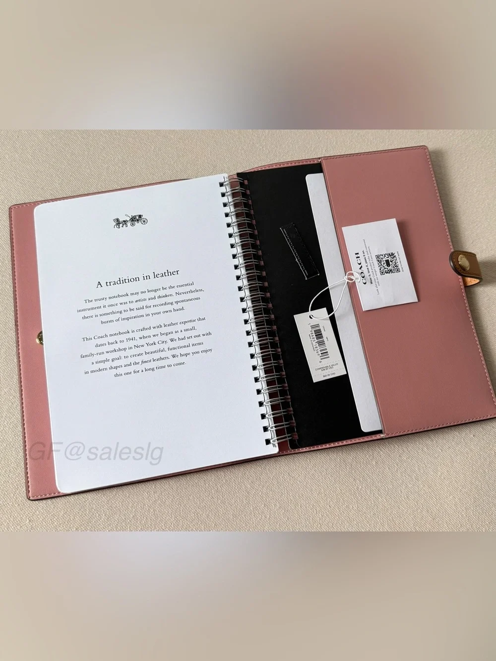NWT Coach Notebook In Signature Canvas Powder pink/Gold CEA49